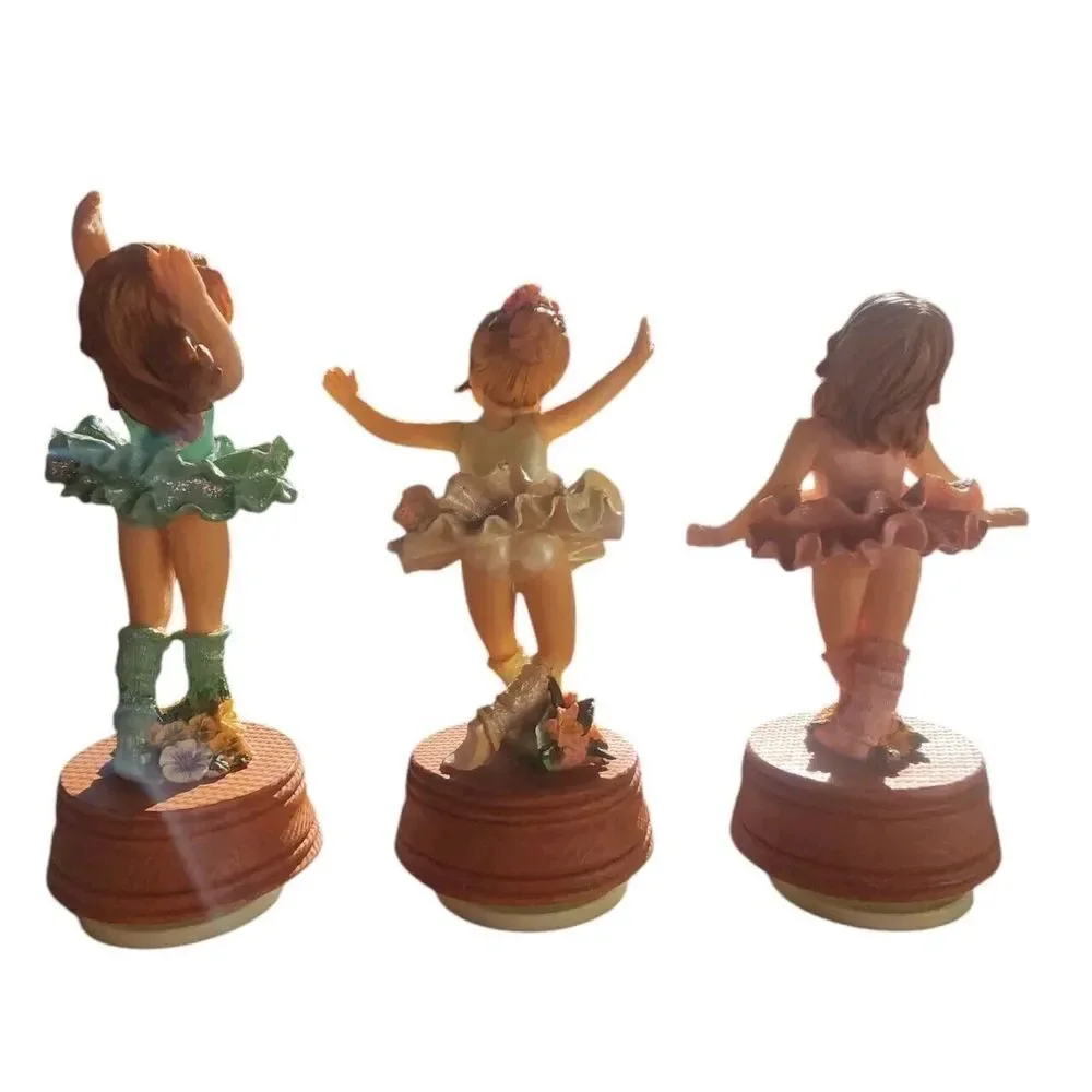 Vintage‎ Wind-Up Musical Ballerinas GREEN PINK Multicolor Yellow Tutu Collectors